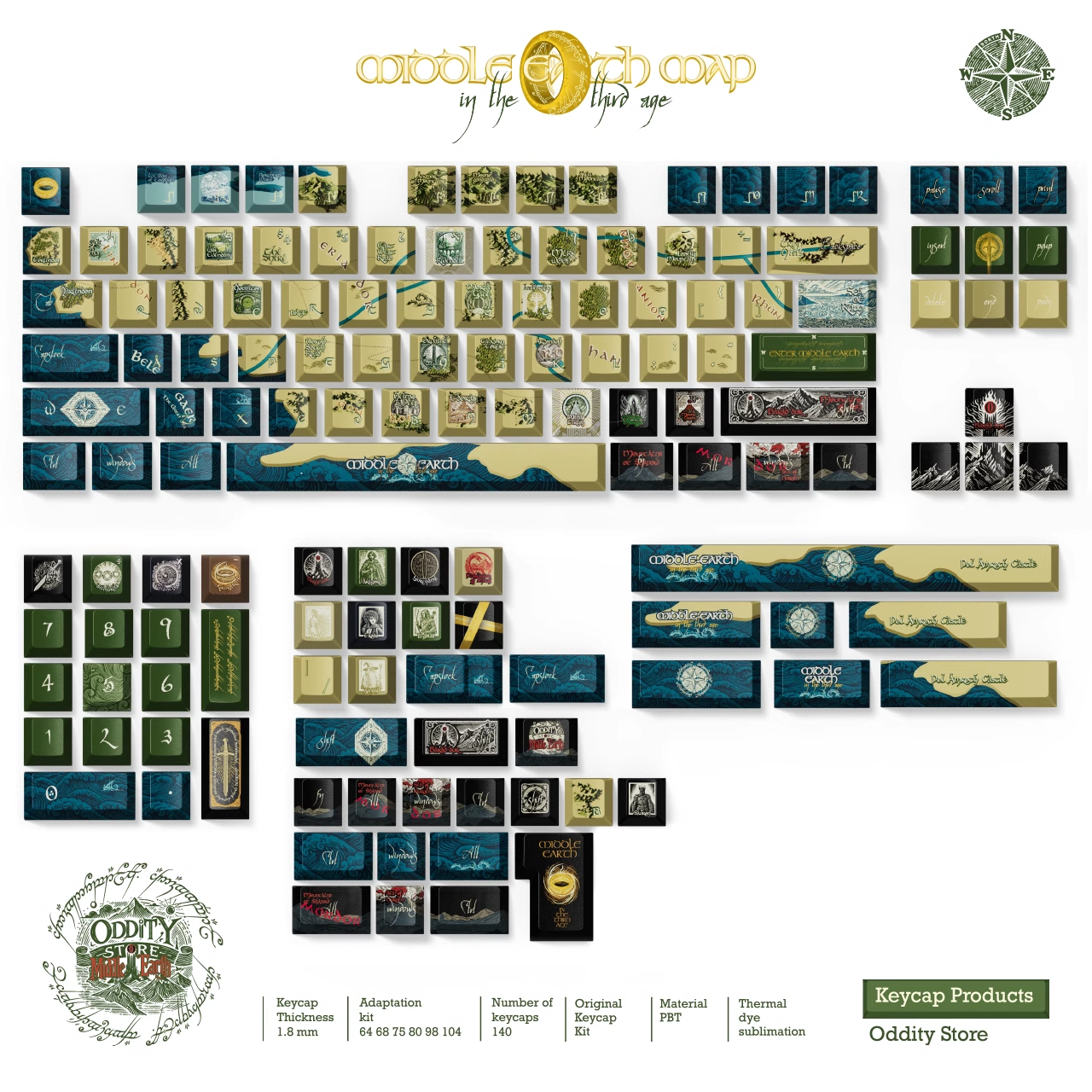 Middle-earth Chronicles Collection - Lord of the Rings Theme Artisan Keycap